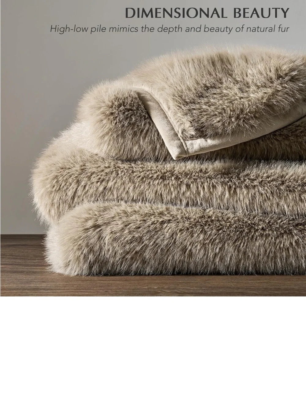 Luxury Faux Fur Throw Blanket - Taupe Plush Comfort